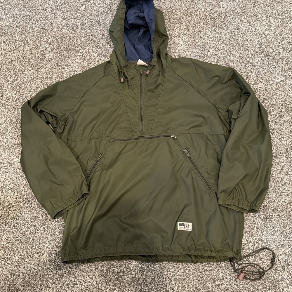 Vintage Mens County Seat USA Anorak Jacket Size  Medium Olive Green Windbreaker